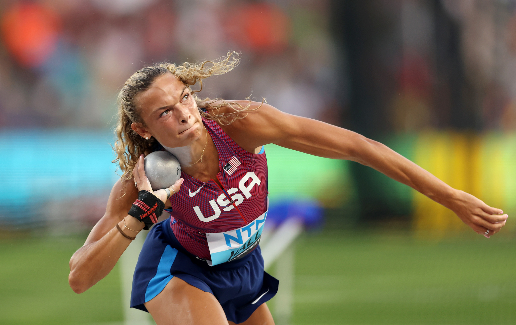 The US' Anna Hall leads the heptathlon after four events ©Getty Images