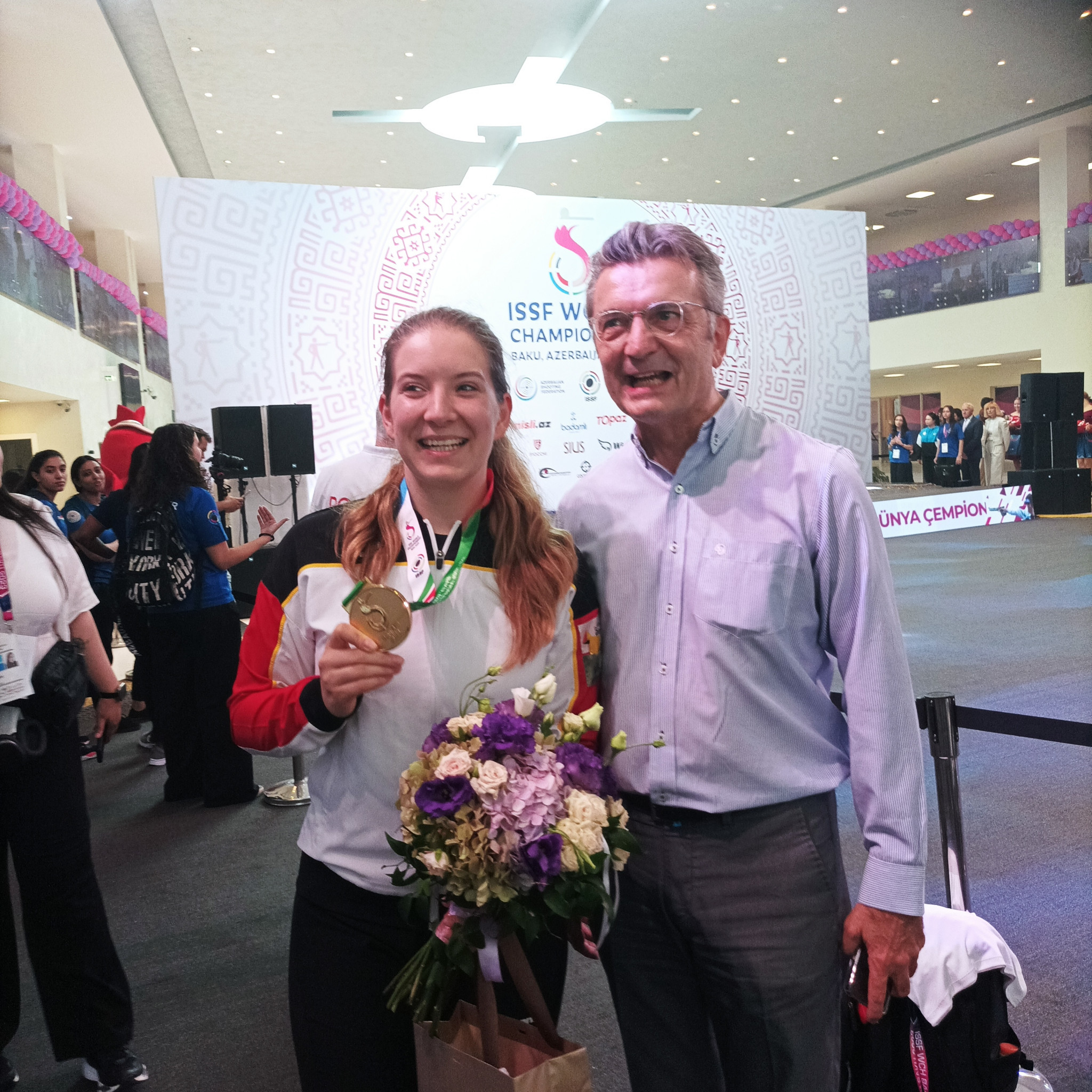 Doreen Vennekamp's gold medal winning performance was watched by German ambassador to Azerbaijan Ralf Horlemann ©ITG