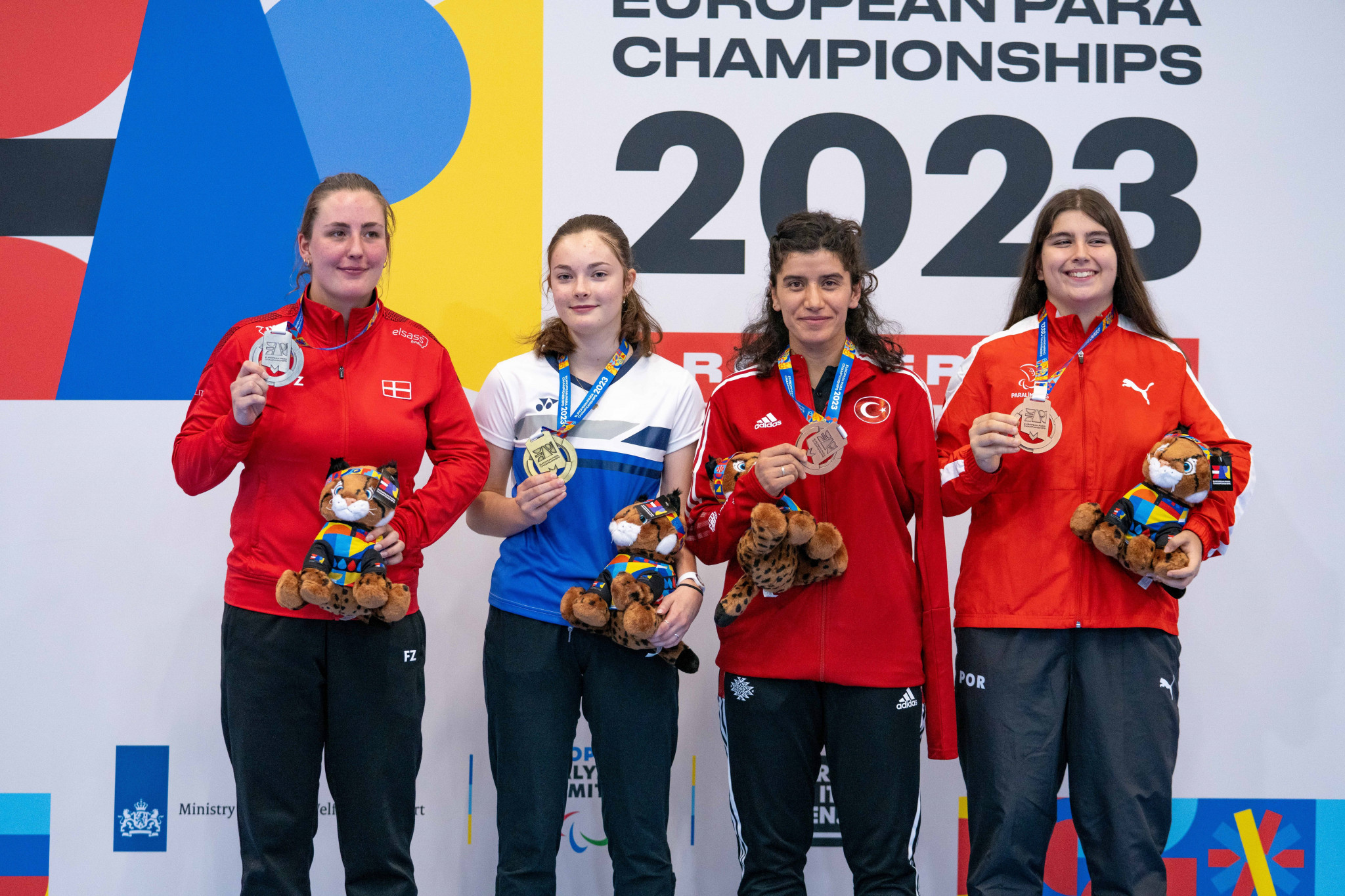 Maud Lefort, second from left, won the SU5 women's singles title as France impressed in Para badminton ©EPC
