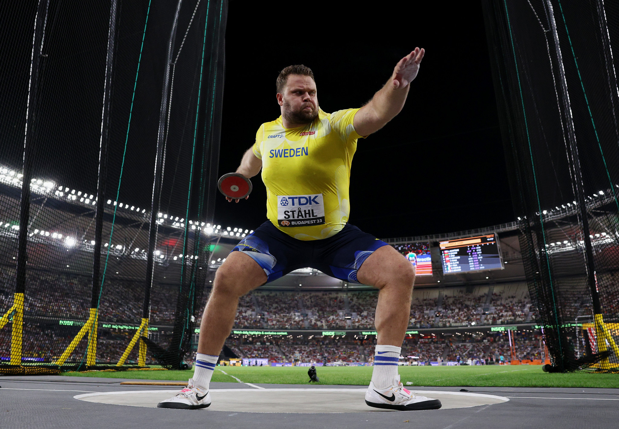 However, Sweden's Daniel Ståhl bettered it with his final attempt of 71.46m for a stunning second world title ©Getty Images