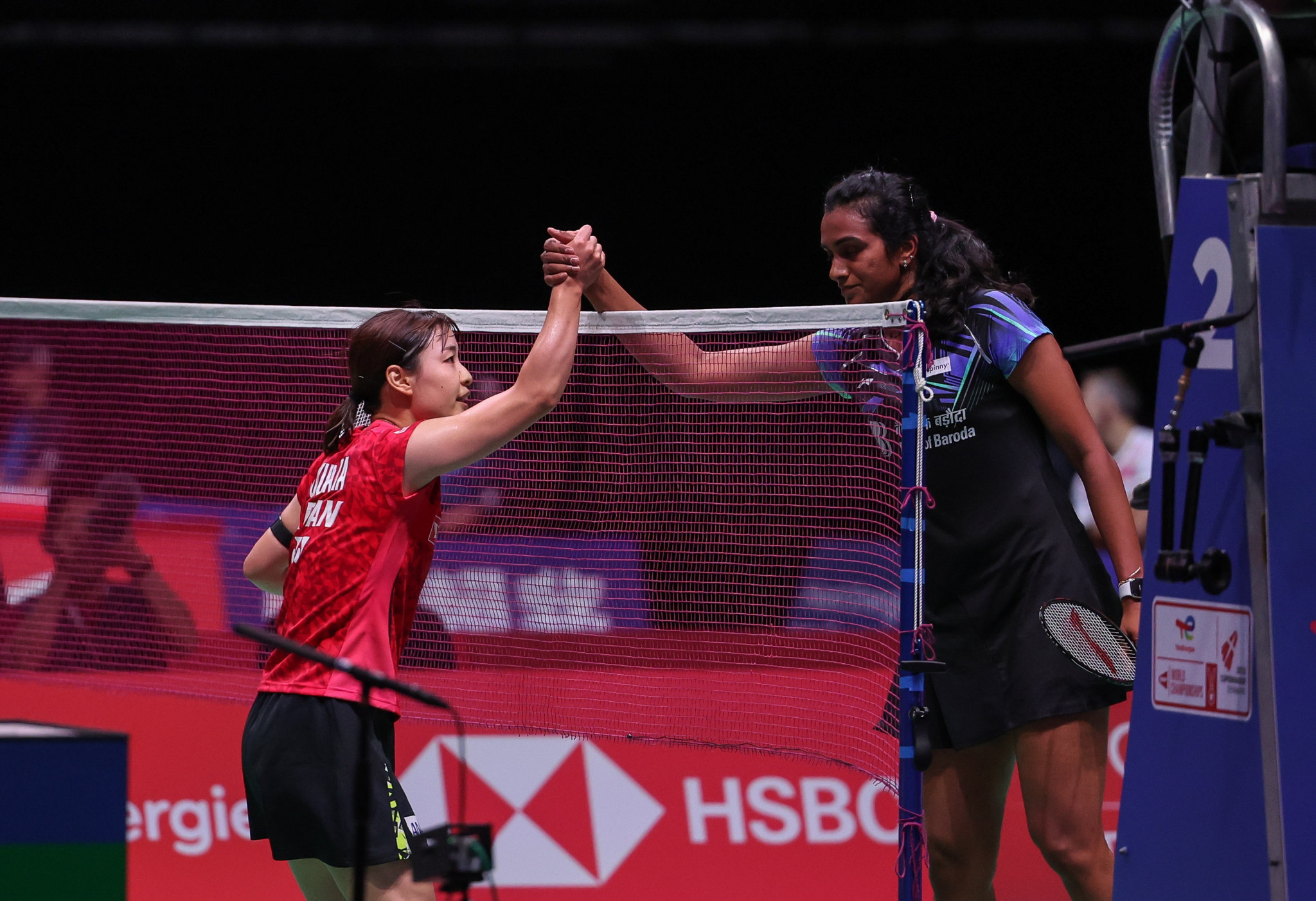 Former world number one Nozomi Okuhara, left, of Japan defeated India's India’s PV Sindhu, right ©Badmintonphoto