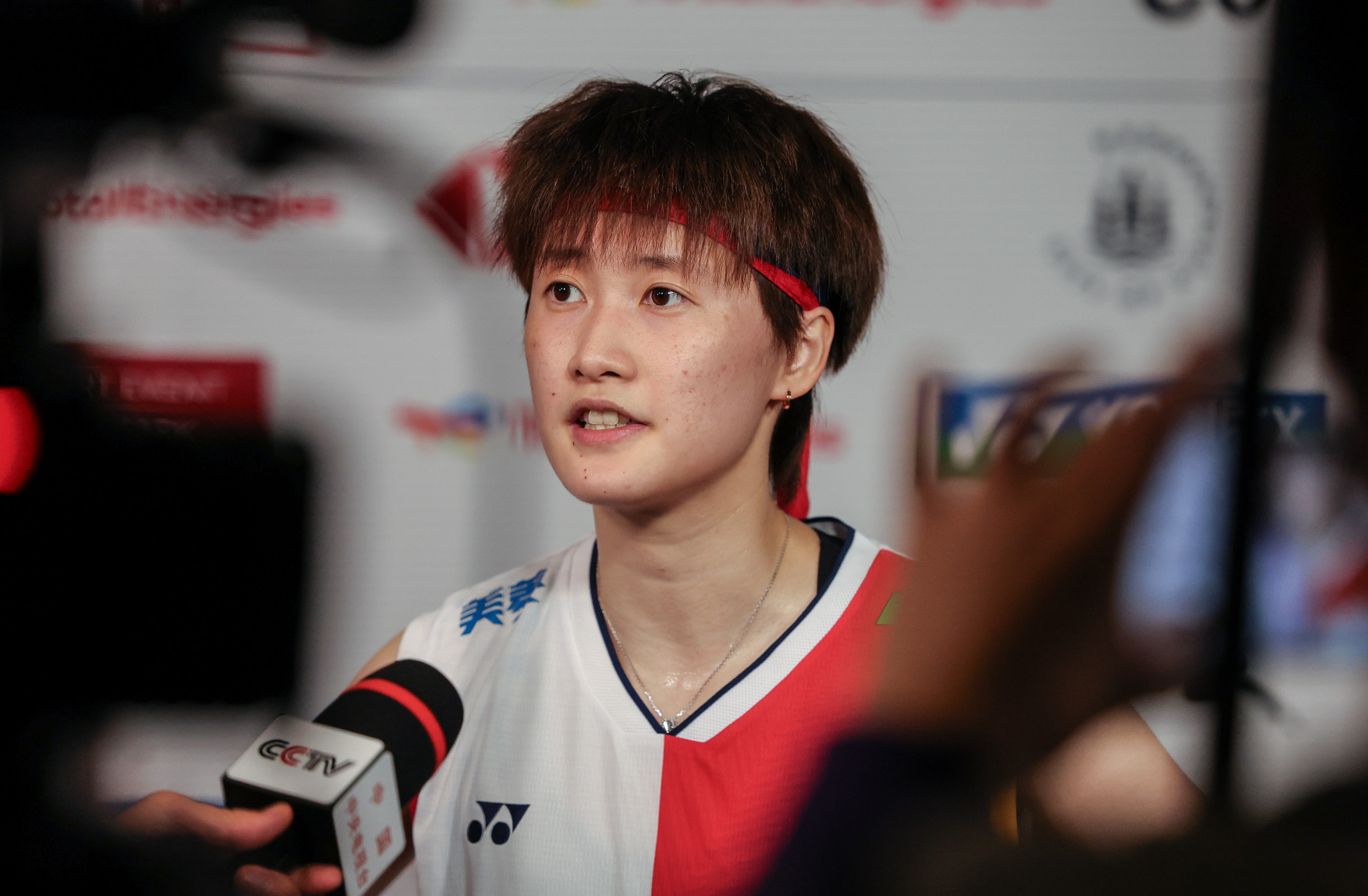 China's Chen Yufei speaks to the press following her second-round victory ©Badmintonphoto
