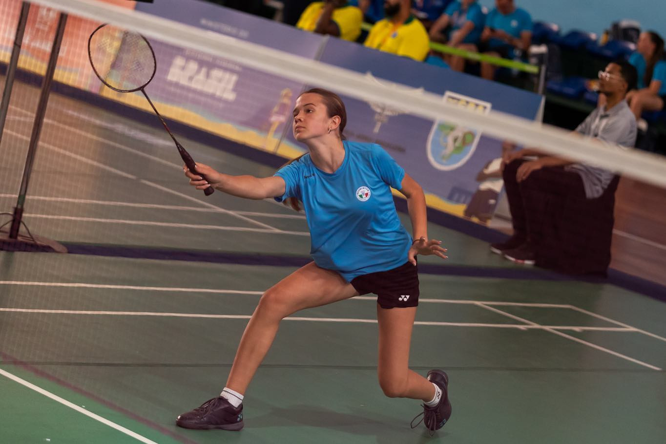 Action from the Badminton competition at the ISF U15 Gymnasiade 2023 ©ISF