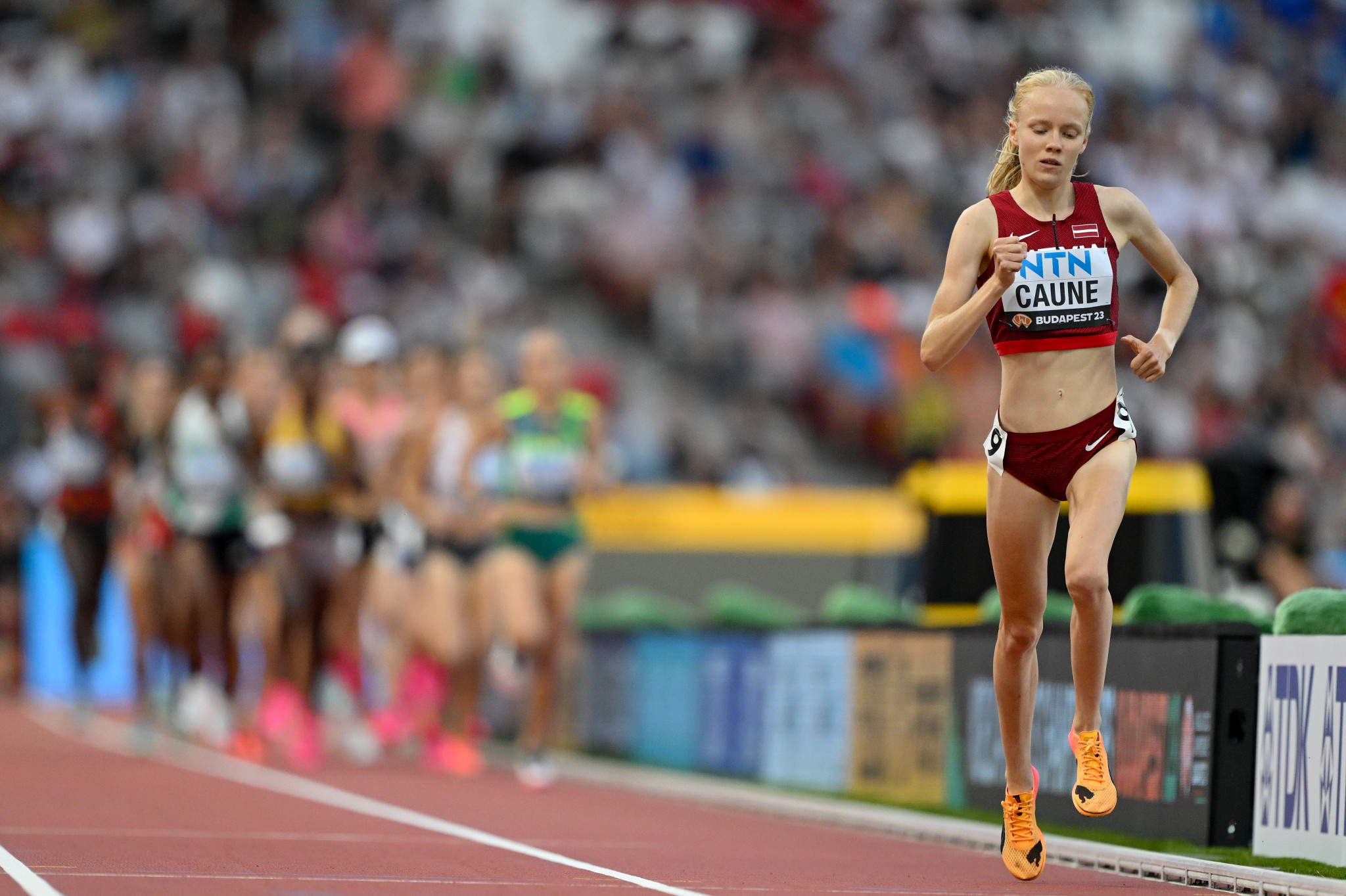 Latvia's under-20 European champion Agate Caune qualified for the women's 5,000m final in fourth place in her heat, after a stunning solo run for most of the race ©Getty Images
