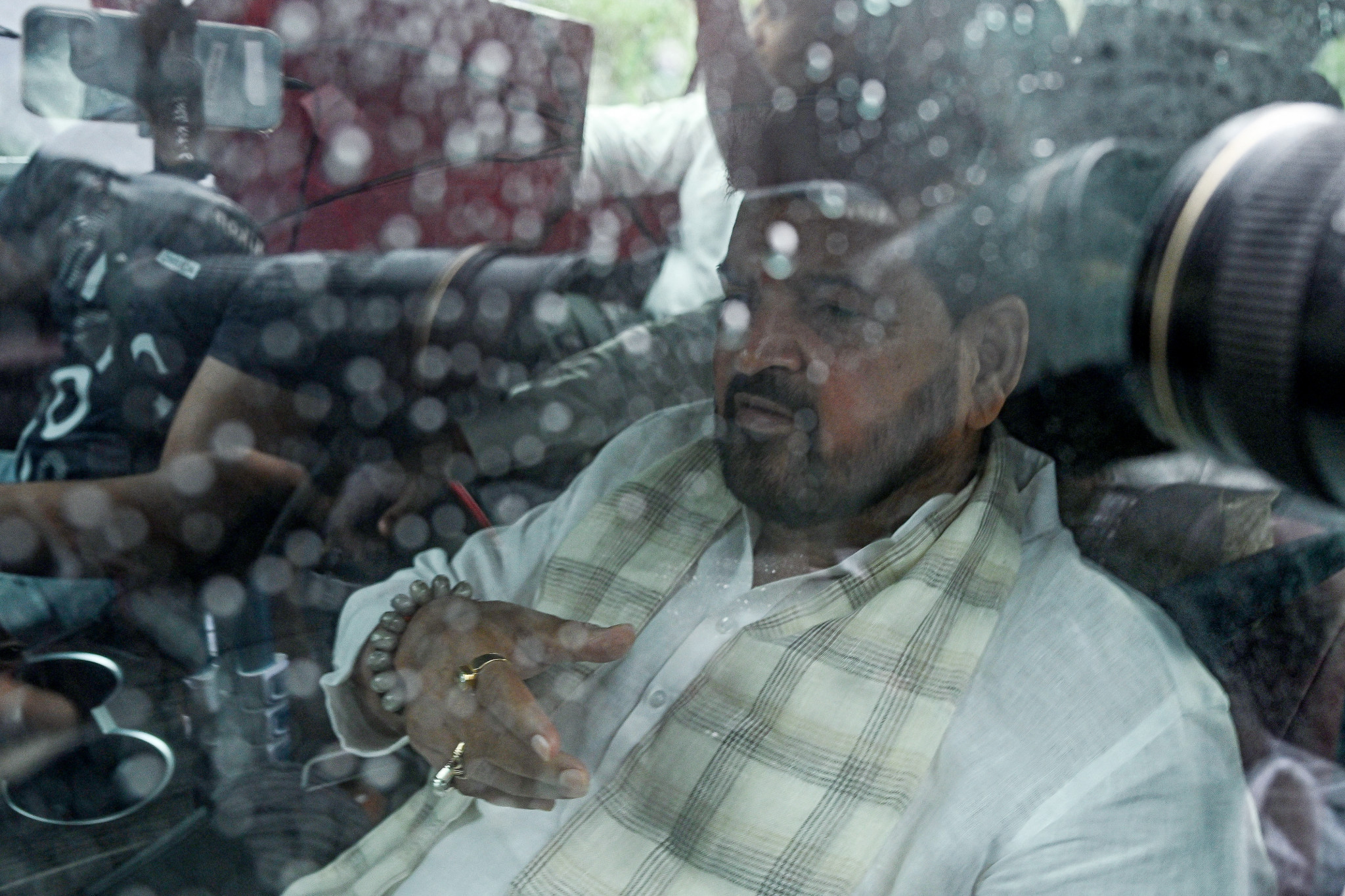 Former WFI President Brij Bhushan Sharan Singh pictured arriving at court in New Delhi to face sexual harassment charges ©Getty Images