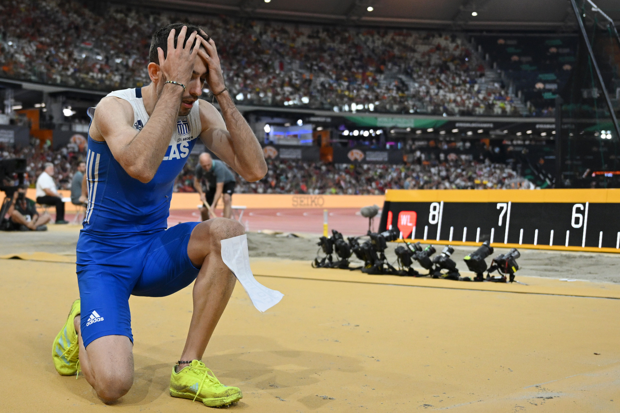 Olympic champion Miltiadis Tentoglou of Greece notched 8.52m on his last attempt in the men's high jump for a first gold at the World Championships, after silver last year ©Getty Images