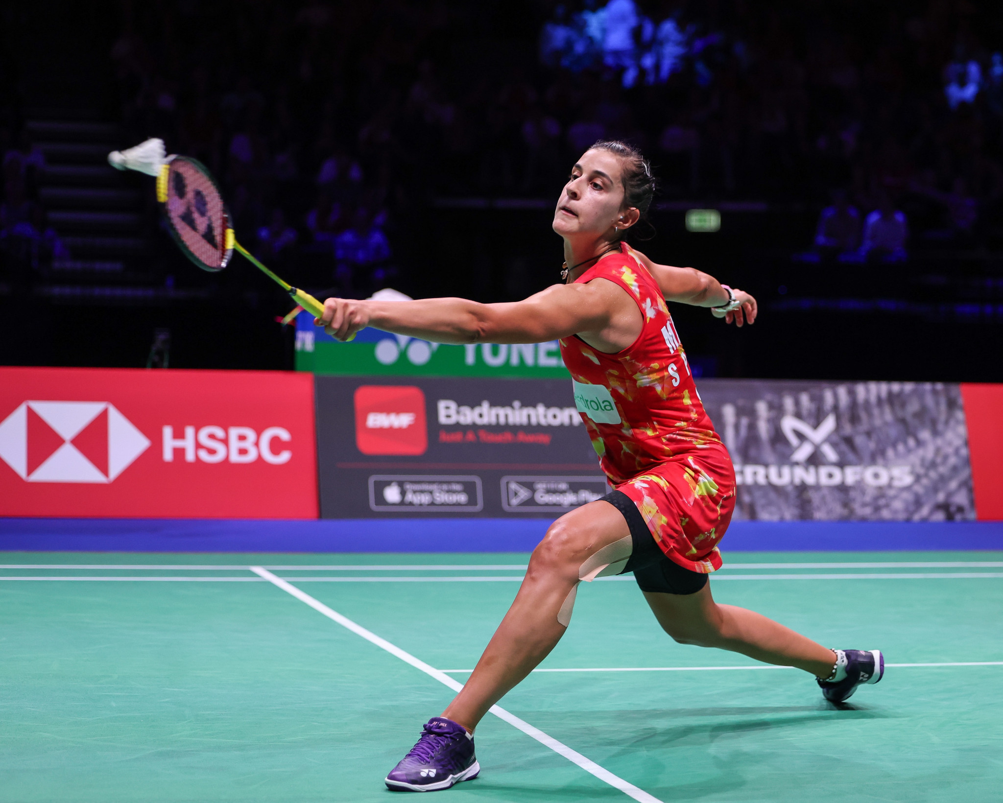 Three-time world champion Carolina Marín of Spain overcame Japanese second seed Akane Yamaguchi to advance to the final ©Badmintonphoto