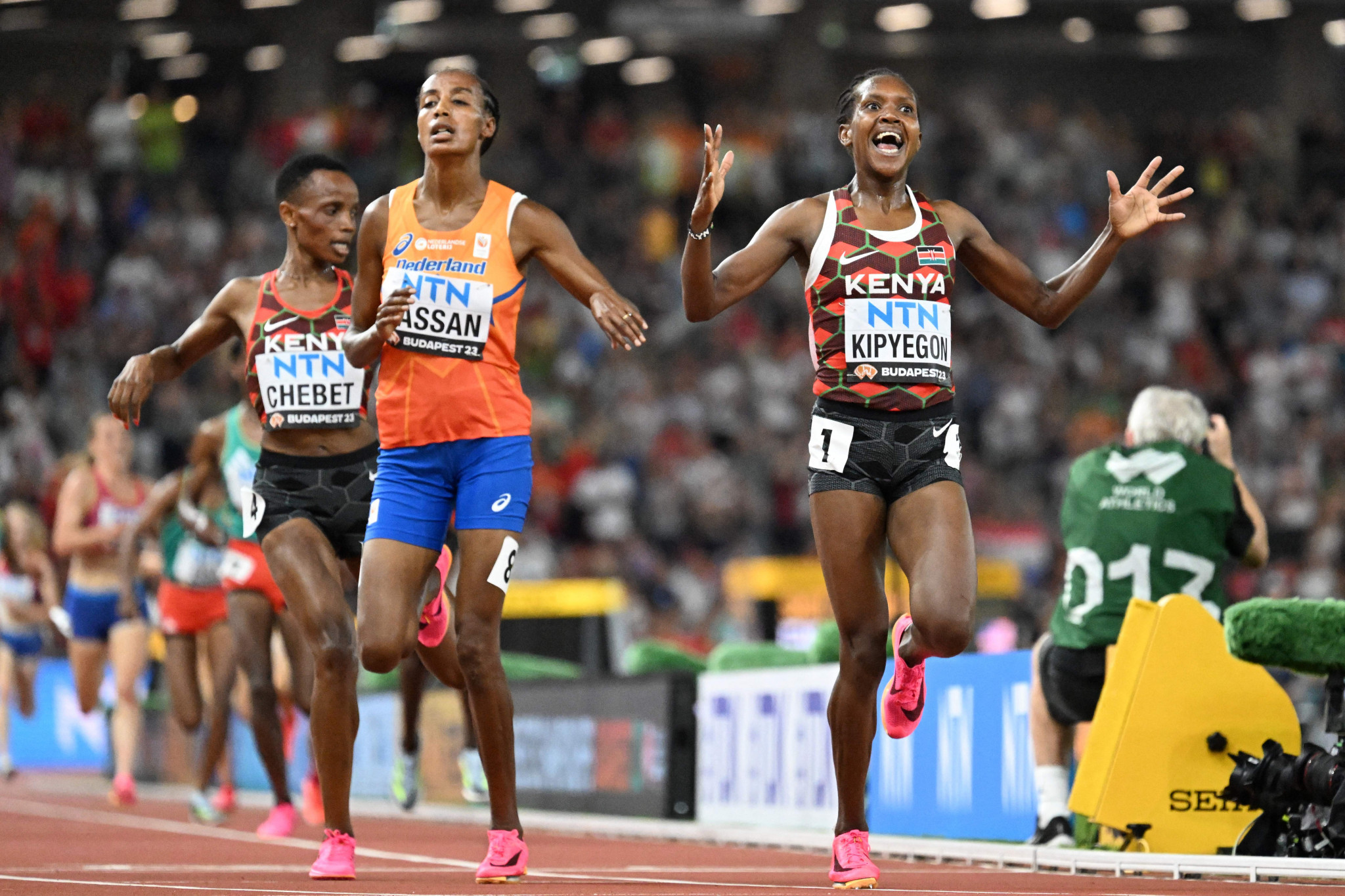 Kipyegon doubles up in Budapest with women's 5,000m World Championships gold
