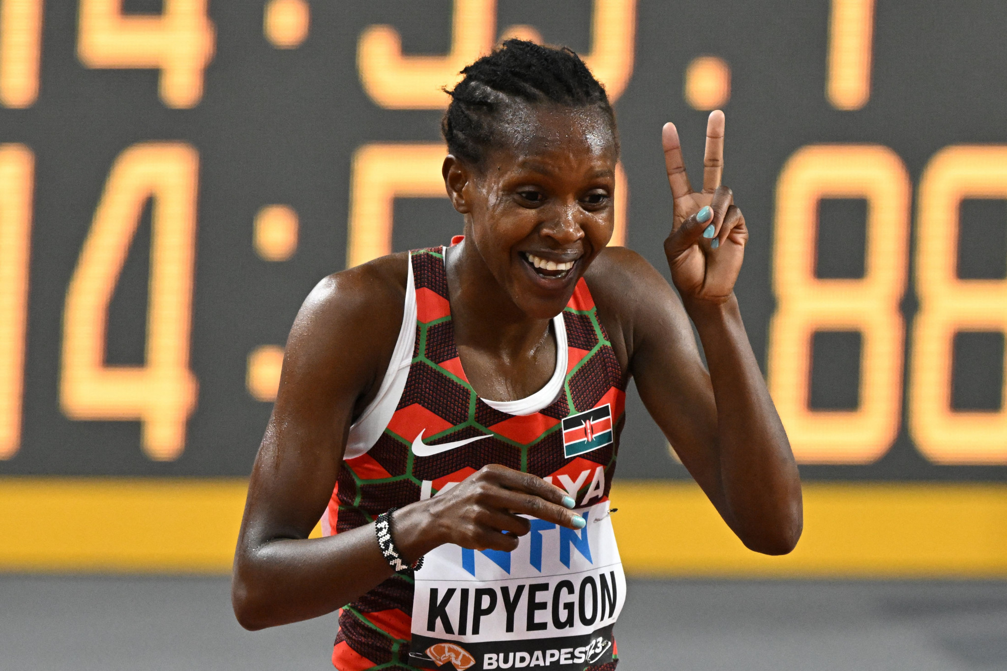 The 5,000m provided a second gold of the World Championships in Budapest for Faith Kipyegon of Kenya, following on from her third 1500m world title ©Getty Images