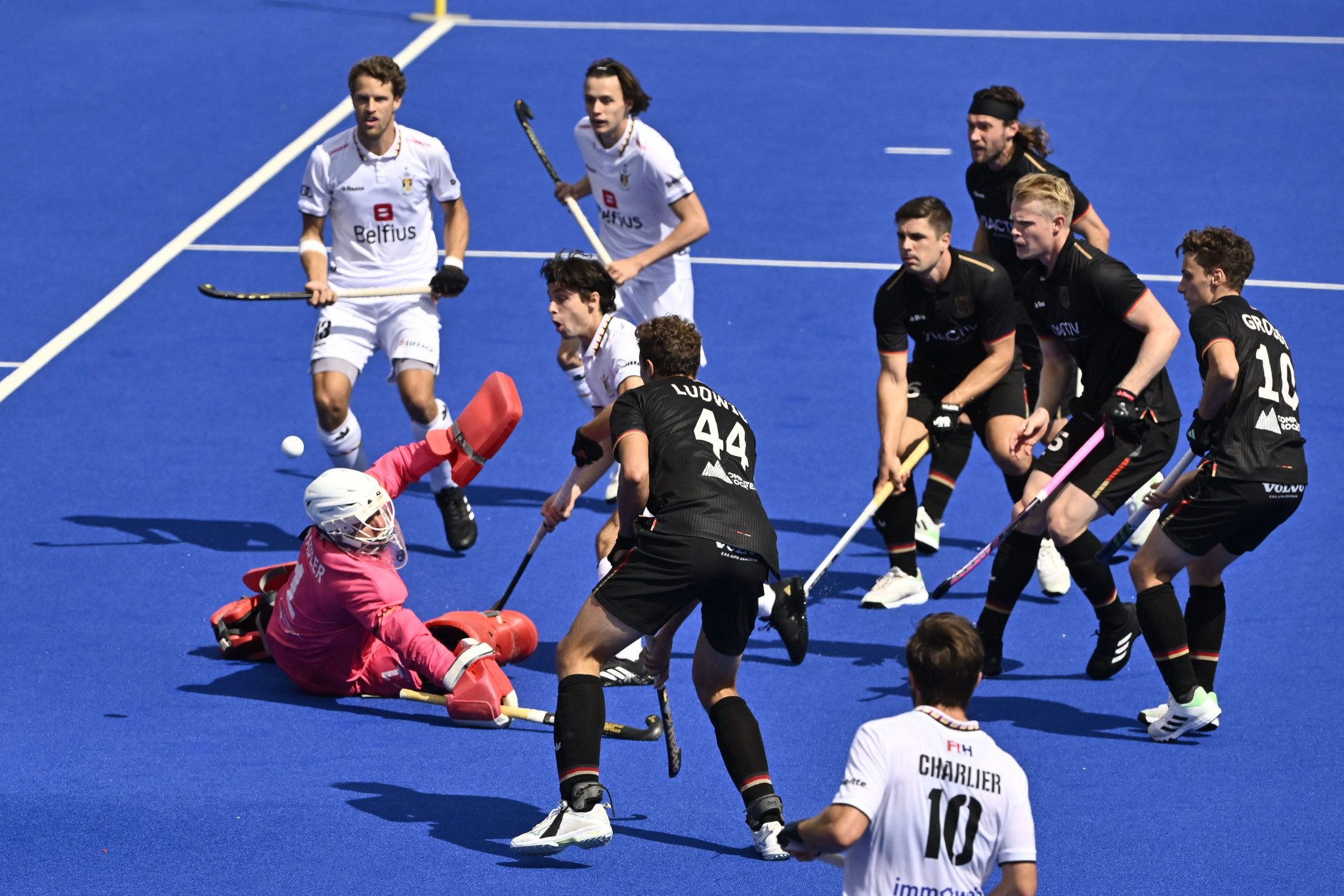 Belgium, playing in white, won bronze at the men's European Hockey Championships after defeating hosts Germany ©Getty Images
