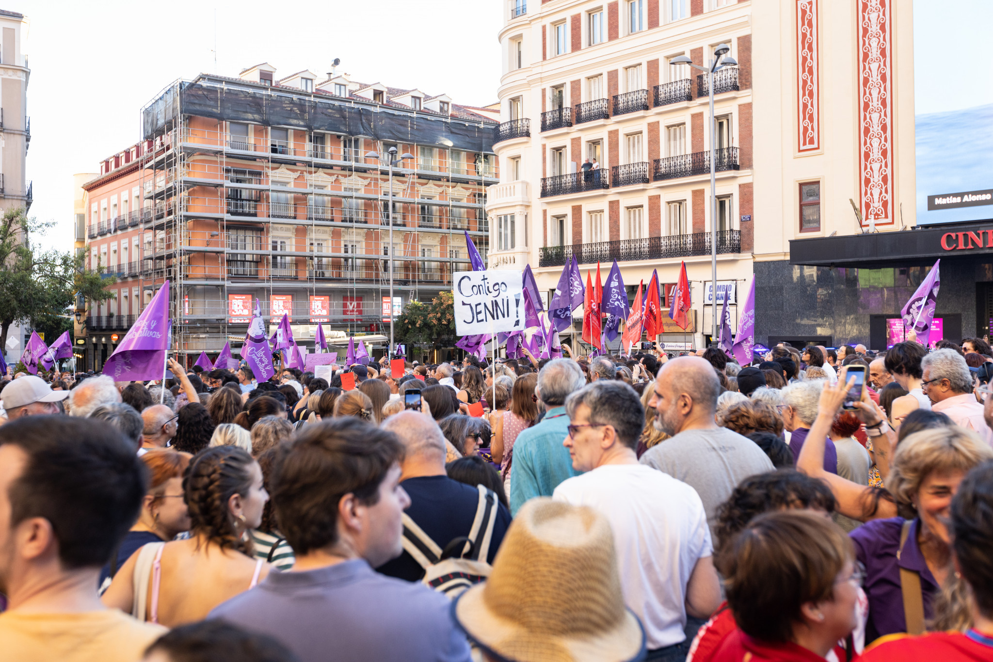 Hundreds attended a protest in Madrid yesterday expressing support for Jennifer Hermoso and demanding Luis Rubiales' resignation ©Getty Images