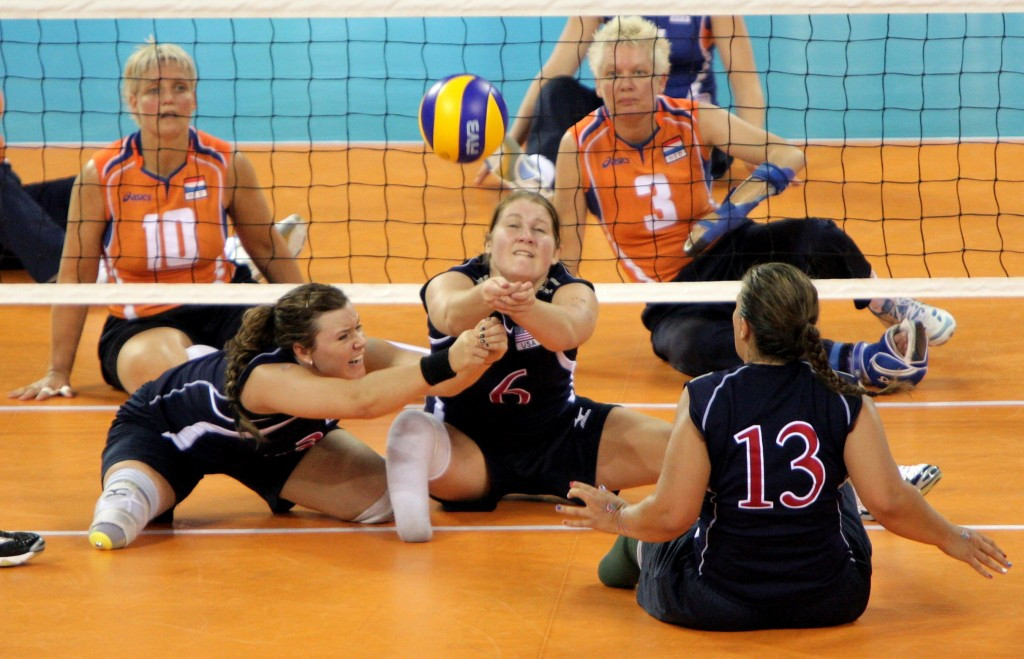 Heather Erickson, centre, the United States' sitting volleyball player, came second in the polls ©Getty Images