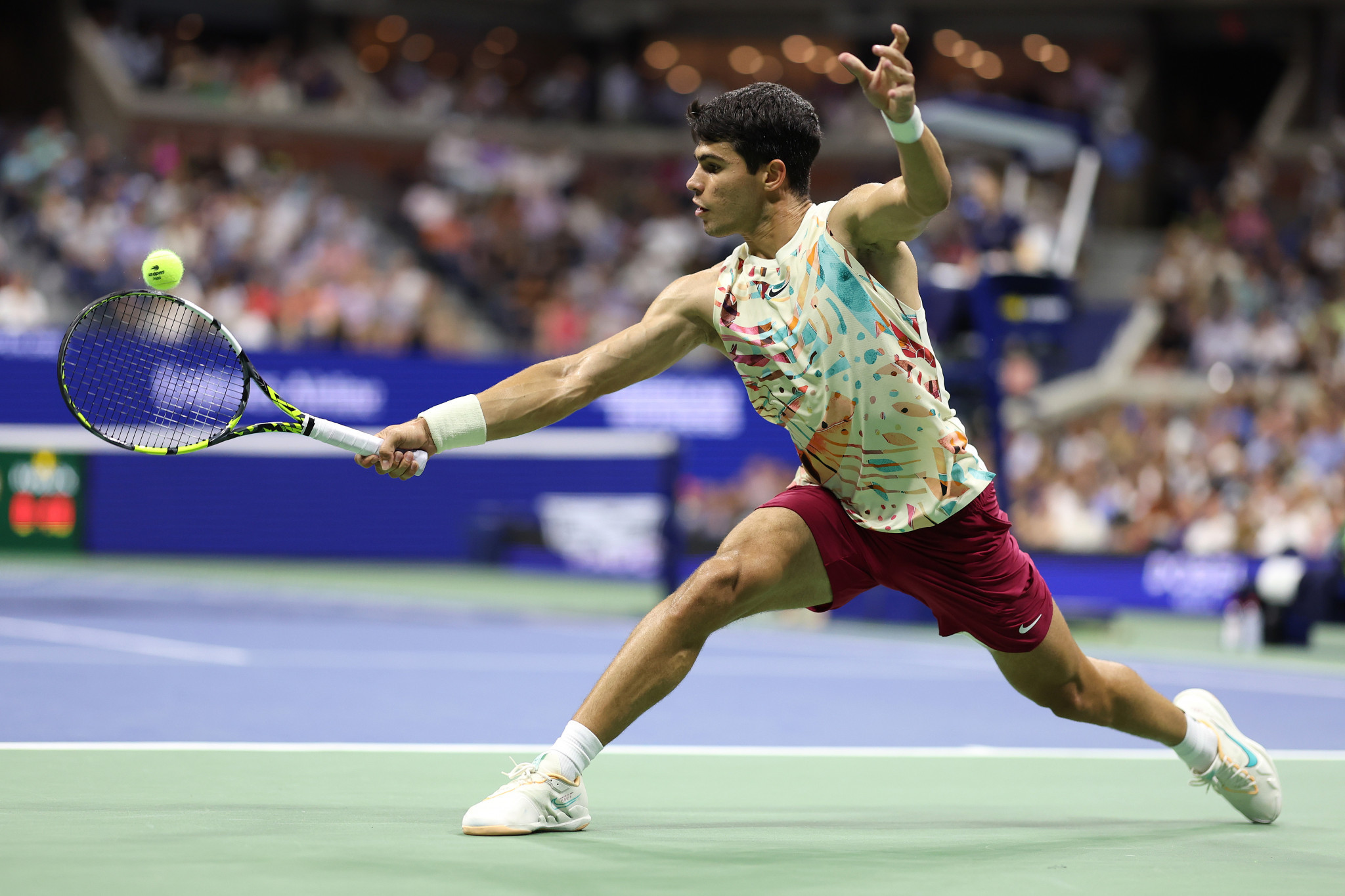 Spain's defending US Open champion Carlos Alcaraz is into the men's singles second round after opponent, Germany's Dominik Koepfer, was forced to retire due to injury ©Getty Images