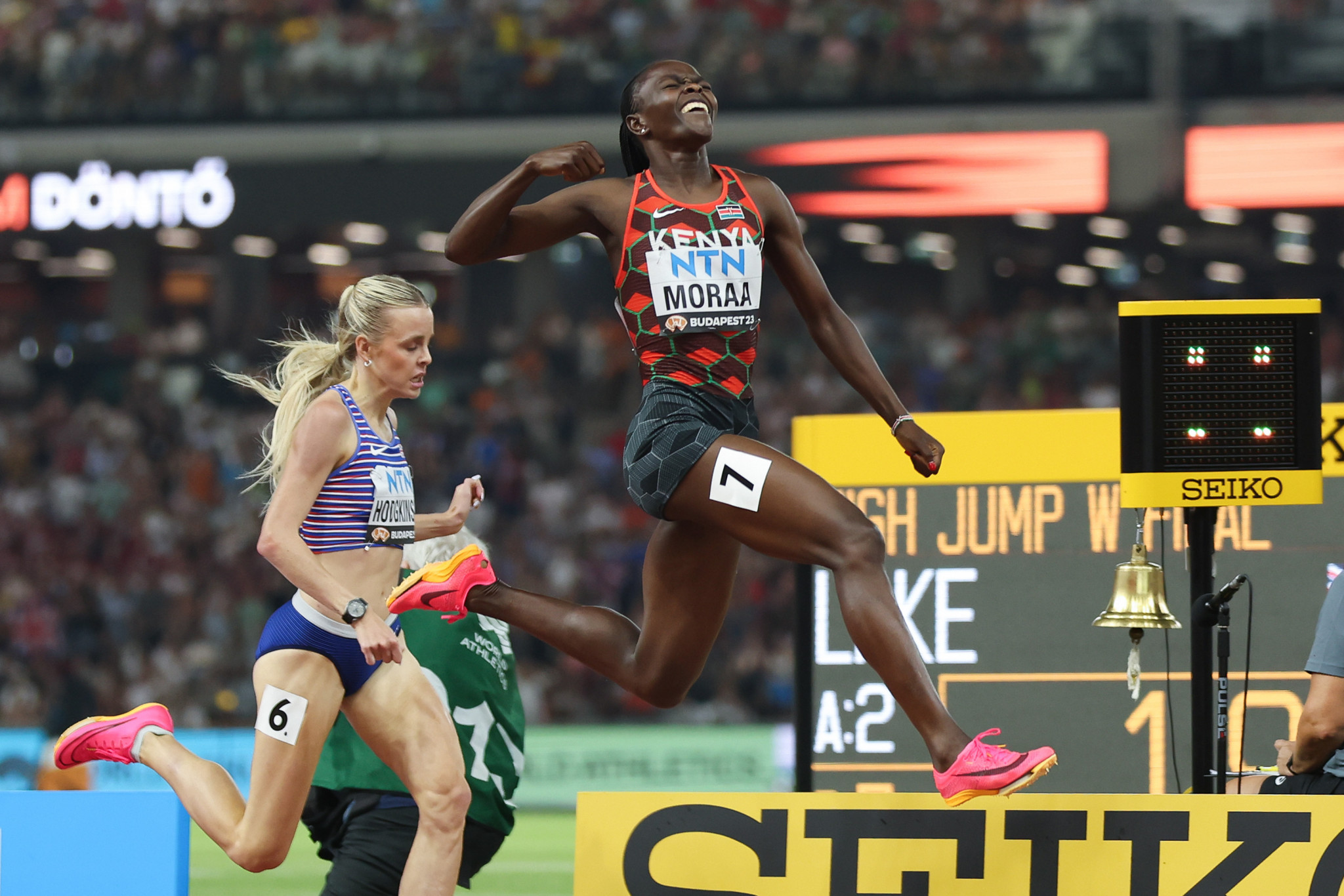 Mary Moraa, right, won a competitive women's 800m final for Kenya at the World Championships and has claimed 