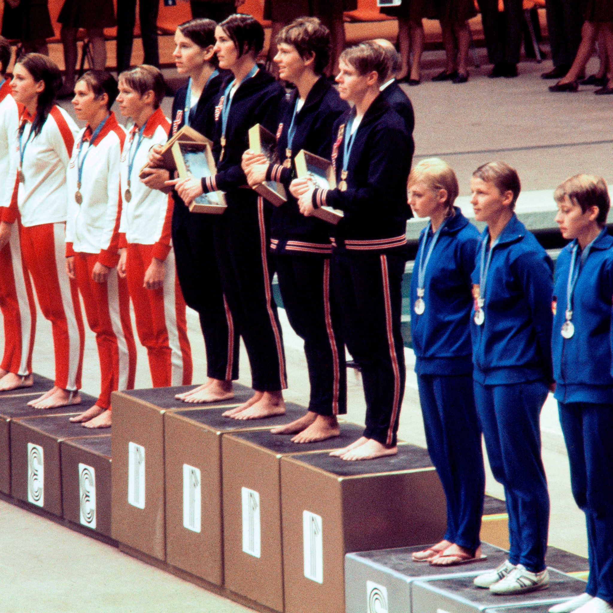 Linda Gustavson was part of the United States team that won the women's 4x100 freestyle relay final at the Olympics in Mexico in 1968 ©Getty Images