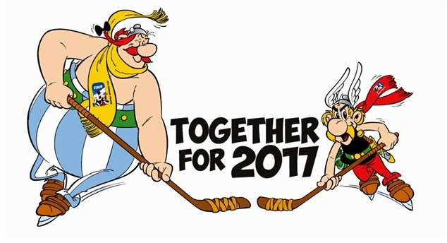 Asterix, right, and Obelix have been announced as mascots for the IIHF World Championship in 2017 ©Getty Images 