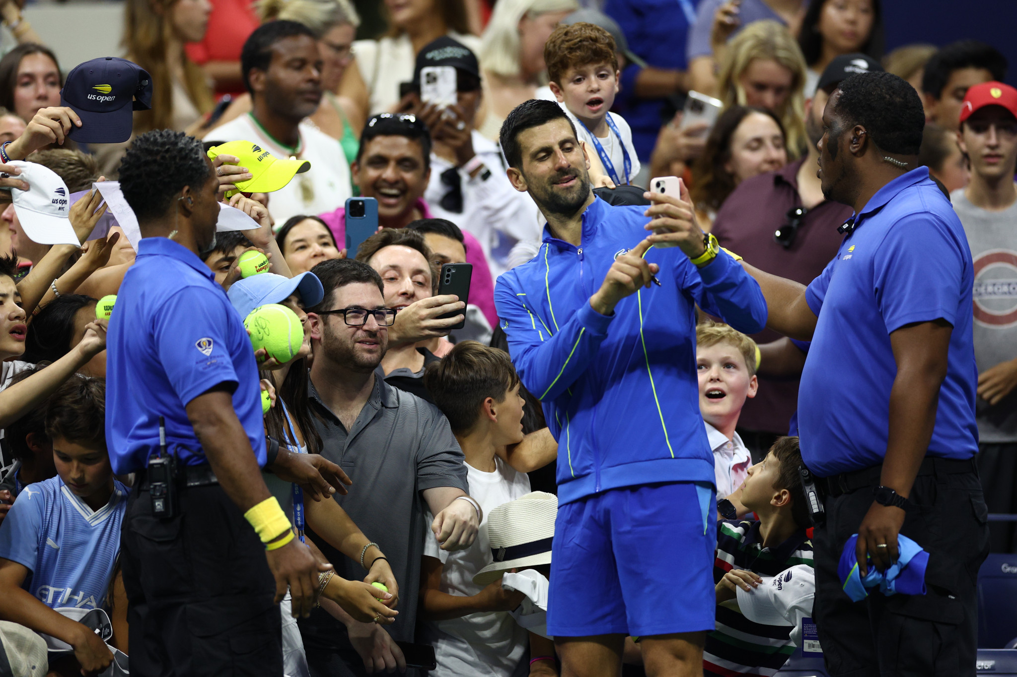 Novak Djokovic celebrates with fans after beating Borna Gojo of Croatia ©Getty Images 