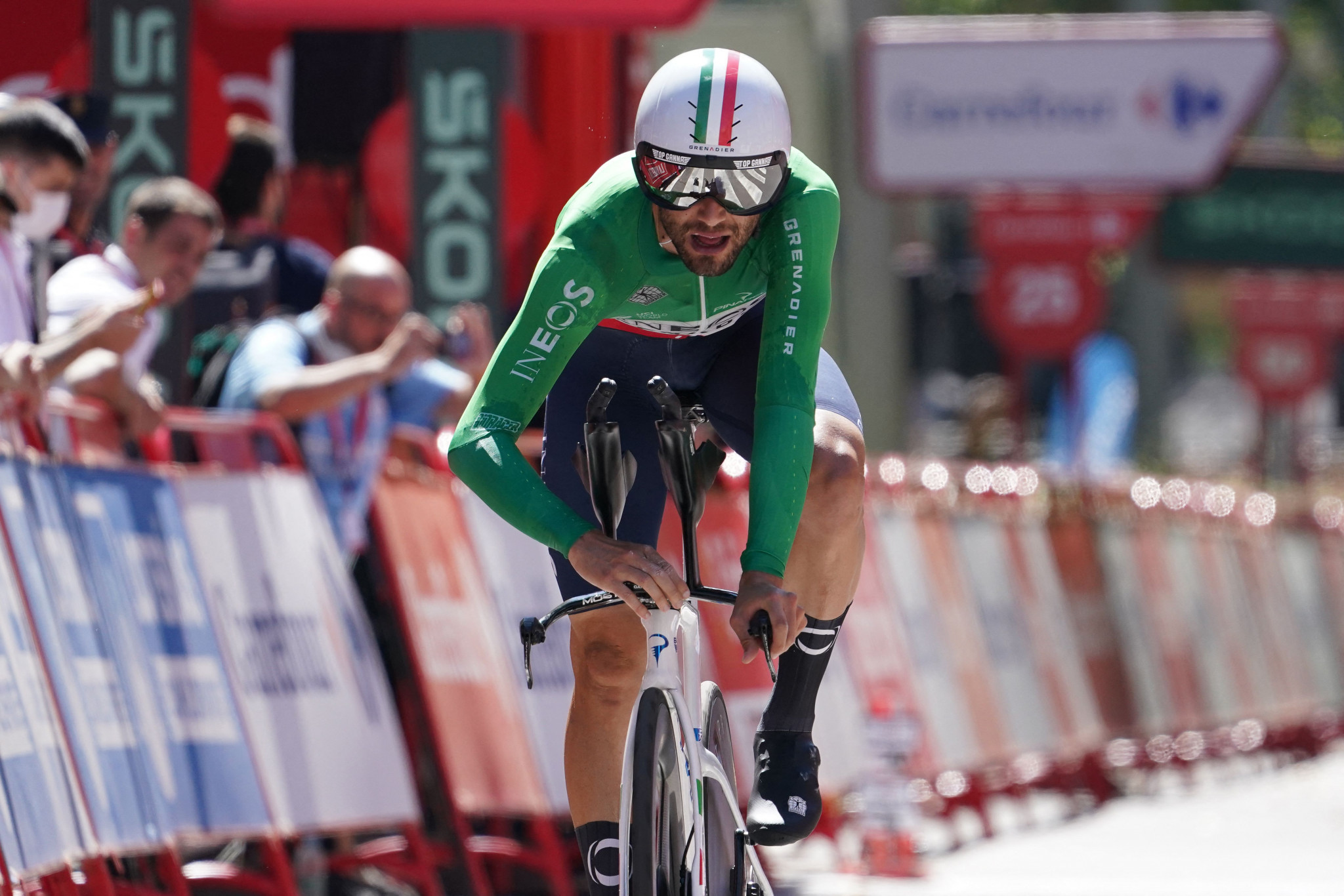 Ganna wins Vuelta a España individual time-trial as Kuss retains race lead