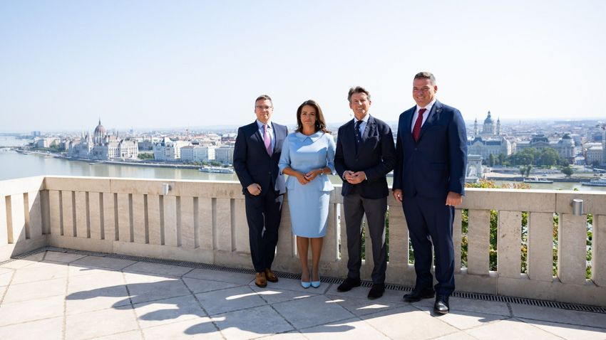 Hungarian Olympic Committee President Zsolt Gyulay, right, has welcomed the support for a Budapest Olympics bid of World Athletics head Sebastian Coe, second right, but warned it needs support across the political spectrum ©Facebook