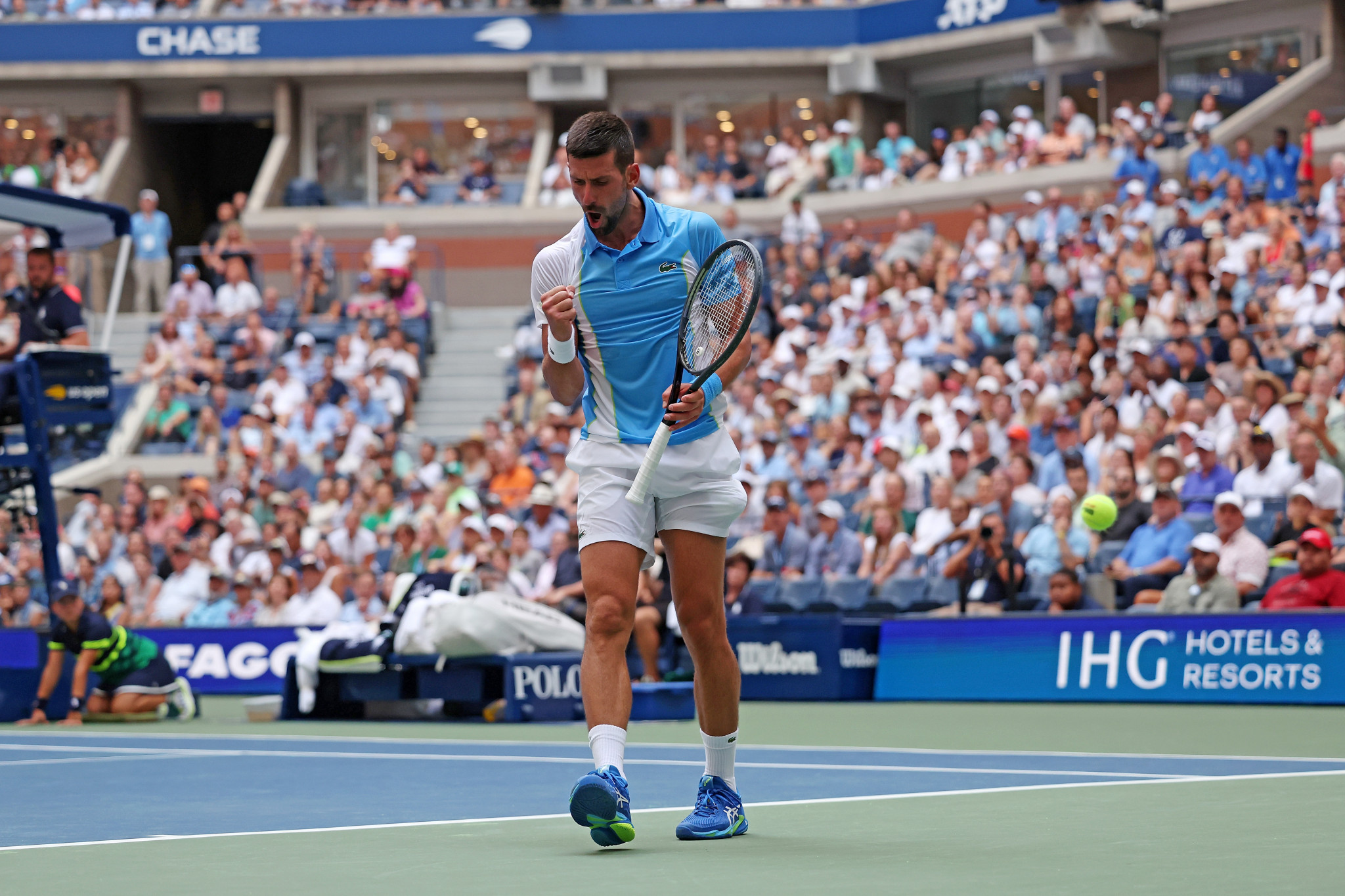 Novak Djokovic secured qualification with a 6-1, 6-4, 6-4 win over Taylor Fritz ©Getty Images