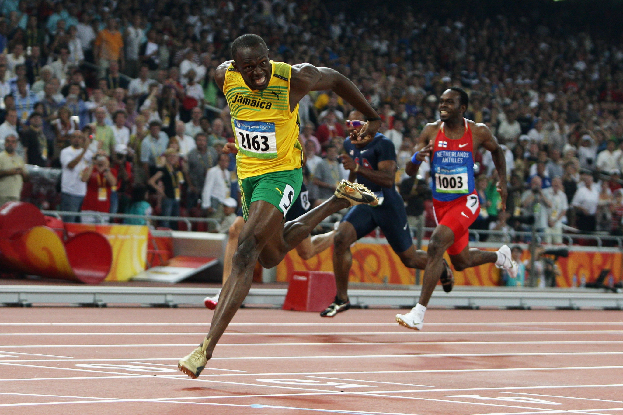 Usain Bolt wins the 200m at the Beijing Olympics in 2008, a high point in his career ©Getty Images