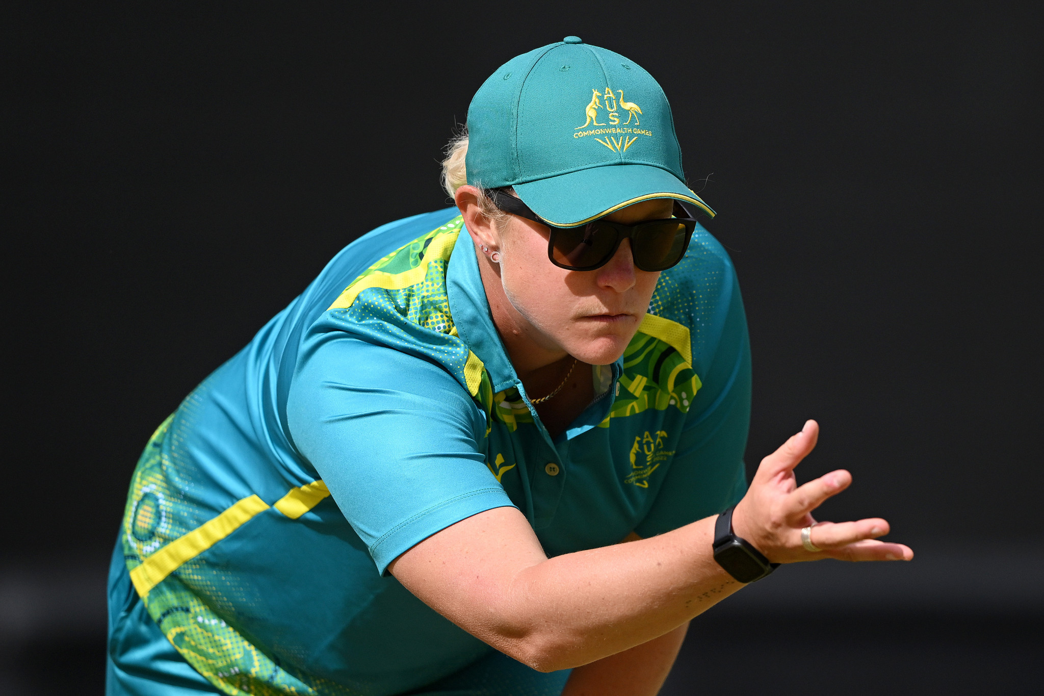 Lynsey Clarke's international lawn bowls career concluded with women's triples gold in the Gold Coast ©Getty Images