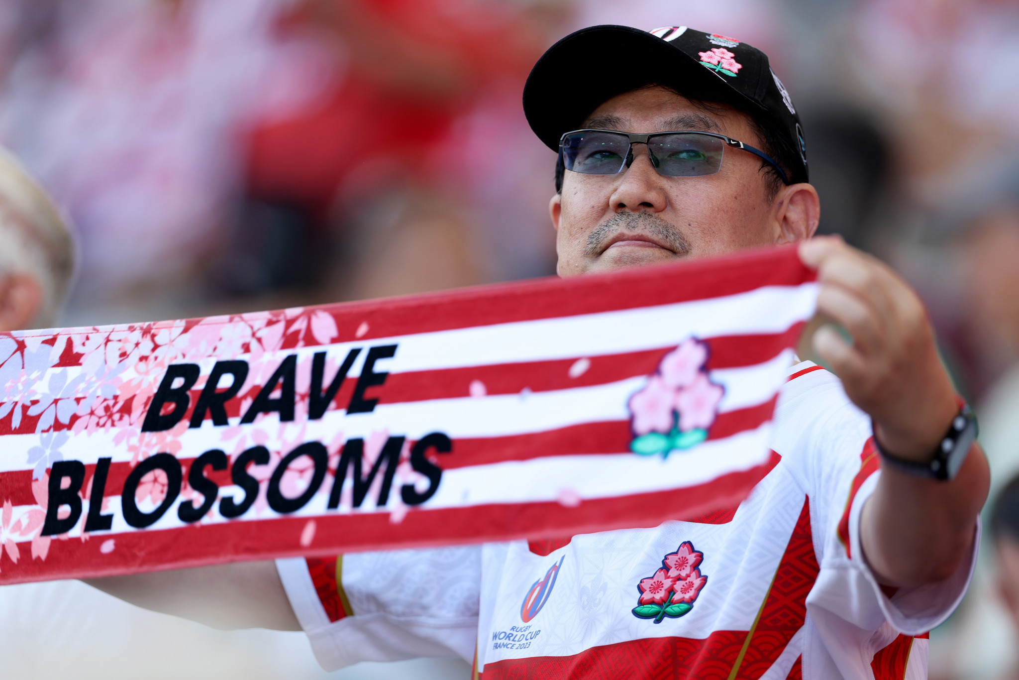 A Japanese fan shows his support as his side defeated Chile 42-12 ©Getty Images