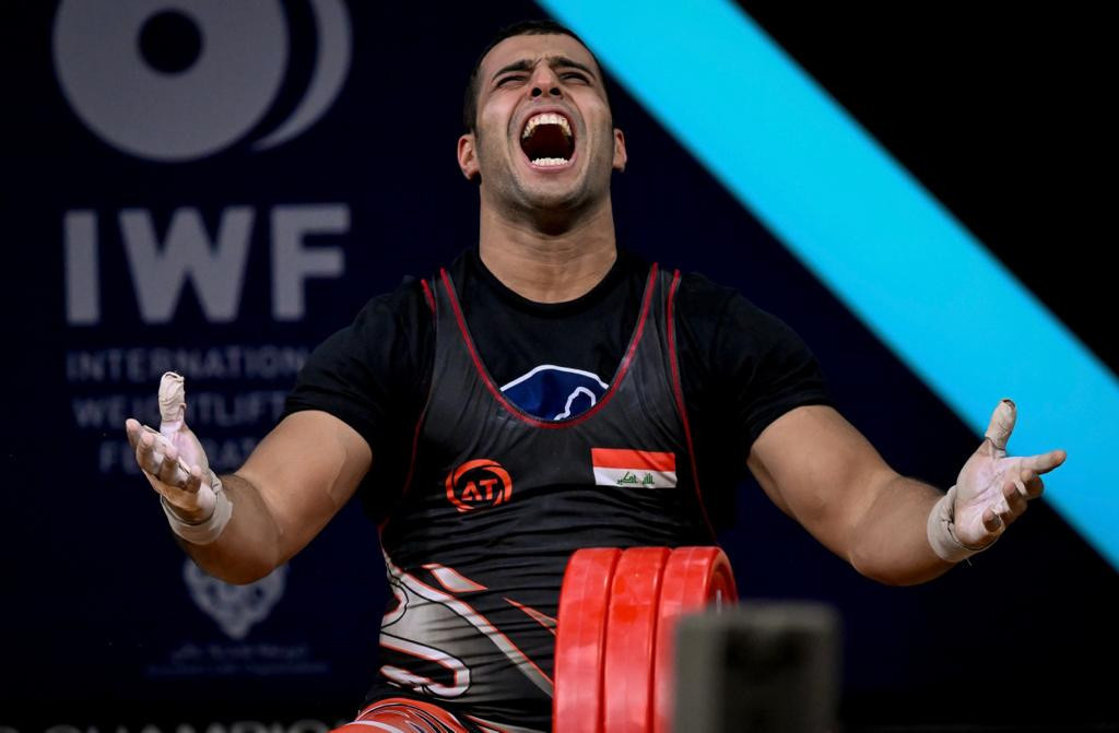 Qasim Hasan won Iraq's first World Championship gold medal in any sport triumphing in the men's 96kg category ©IWF