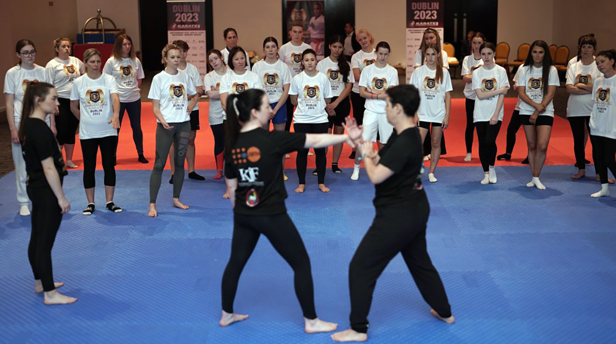 Following the presentation, over 30 women from the Irish capital took part in a self-defence seminar ©WKF
