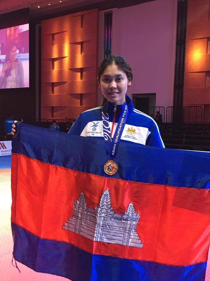 Cambodia’s Sorn Seavmey created history today after winning the women’s over 67 kilograms title at the Asian Taekwondo Olympic Qualification Tournament in the Philippines’ capital Manila ©NOCC/Facebook