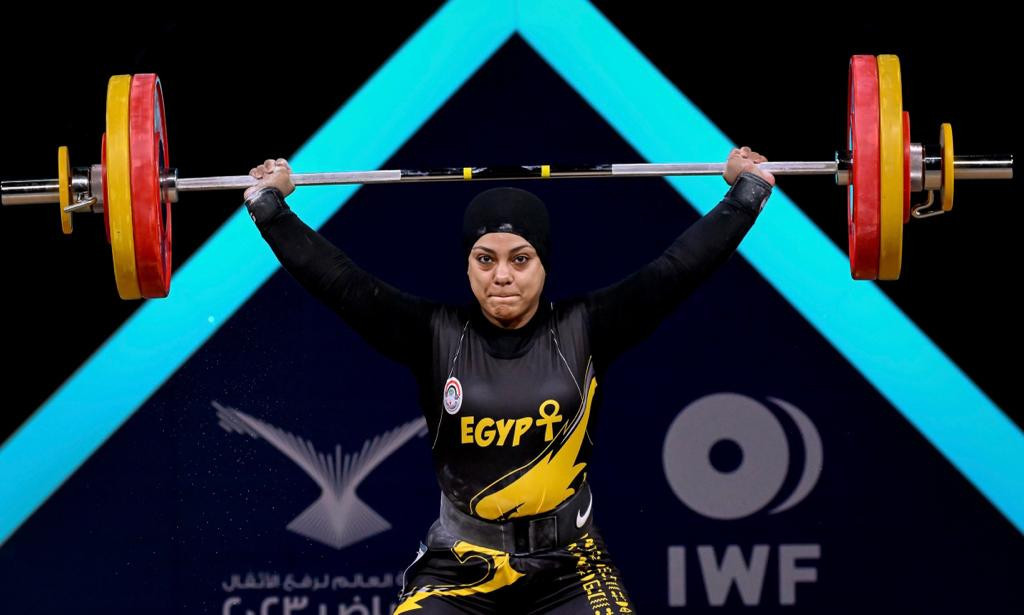 Egypt's Sara Samir only needed to make two lifts to win the women's 76kg title ©IWF