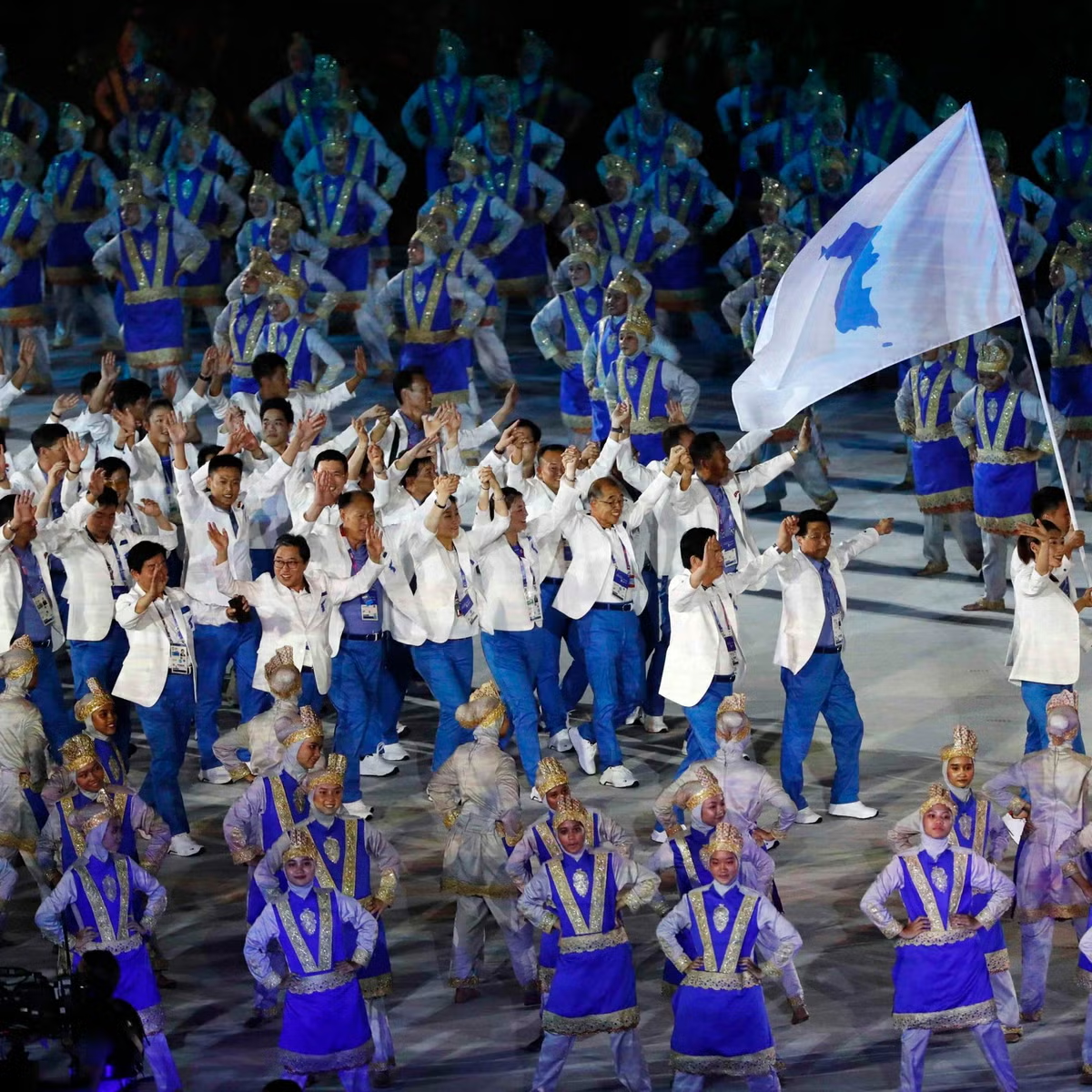 North and South Korea marched together under the unification flag at the 2018 Asian Games, something that is not likely to be repeated at Hangzhou 2022 ©Getty Images