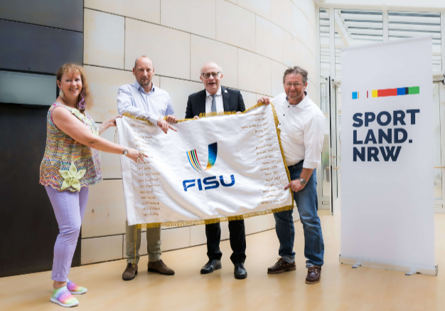 The FISU flag has arrived in Germany prior to Rhine-Ruhr 2025 ©Sportland.NRW