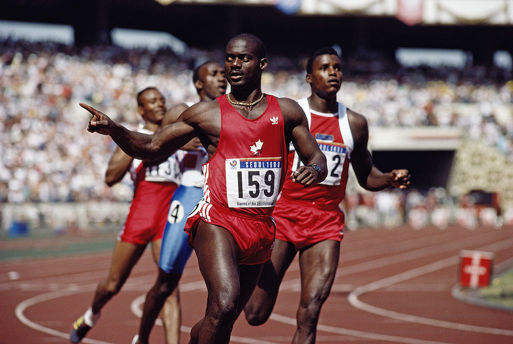 The men's 100m win in a world record of 9.79 by Canada's Ben Johnson at Seoul 1988 was swiftly erased following a positive drugs test ©Getty Images