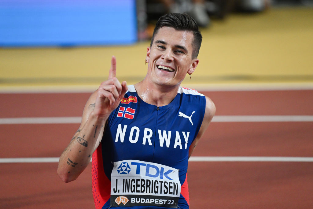 Norway's Jakob Ingebrigtsen ran the third fastest mile ever at the Wanda Diamond League final in Eugene ©Getty Images