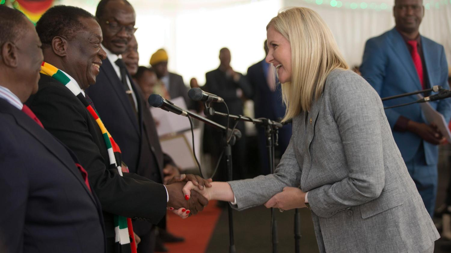 Kirsty Coventry's re-appointment as Zimbabwe's Sports Minister follows Emmerson Mnangagwa, left, retaining his position as President in elections critics claim fell below international standards ©Getty Images