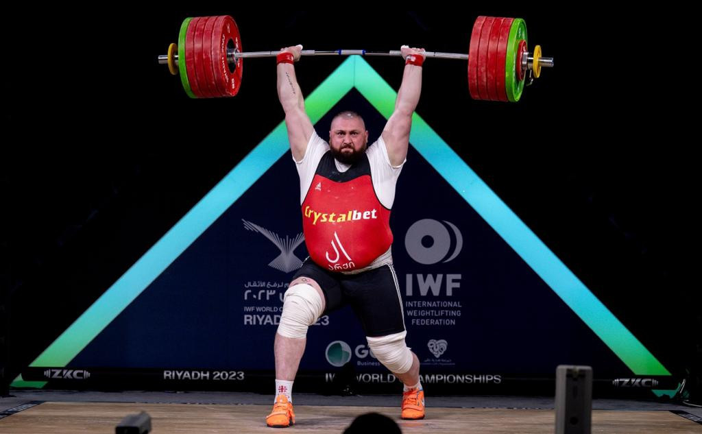 Lasha Talakhadze of Georgia won his seventh world title today ©IWF