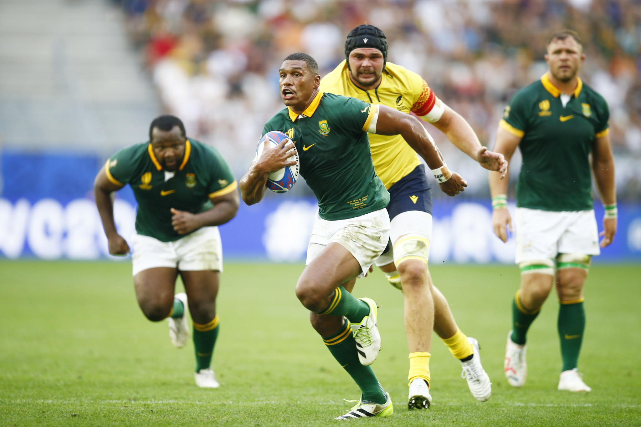 The first match of the day saw South Africa annihilate Romania 76-0 ©Getty Images