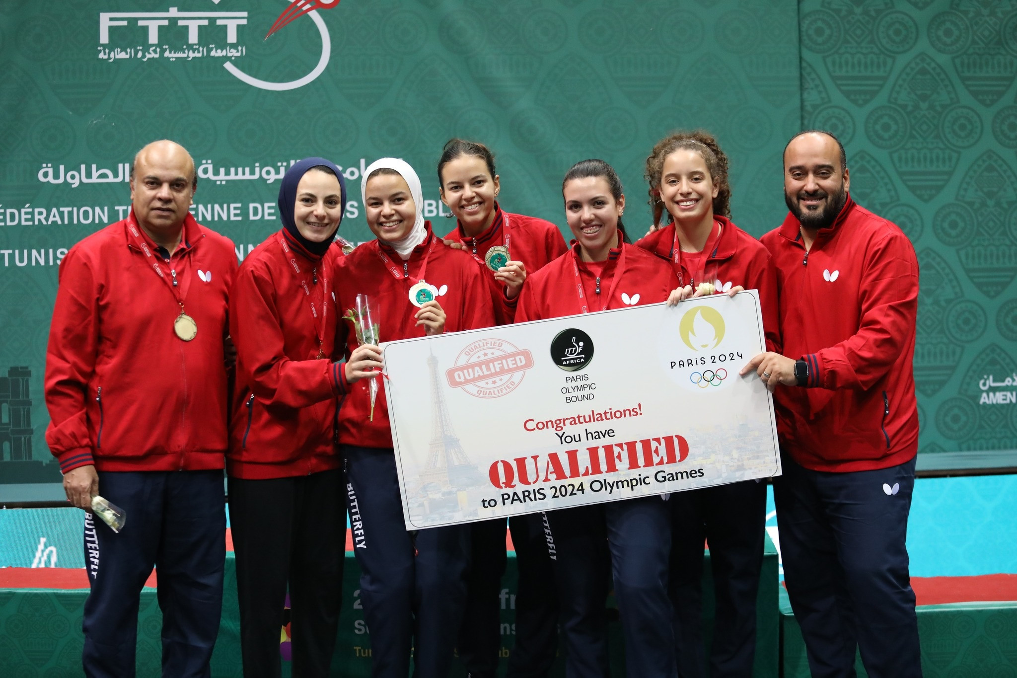 Egypt clinched the women's team quota for Paris 2024 at the African Table Tennis Championships in Tunis ©ITTF Africa
