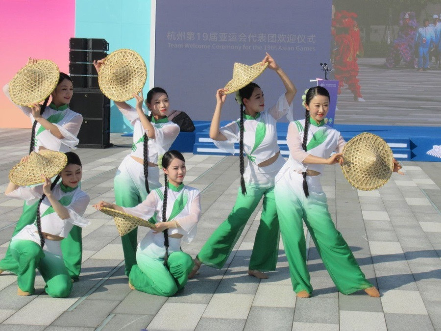 A team welcome ceremony was held at the Asian Games Village in Hangzhou ©OCA