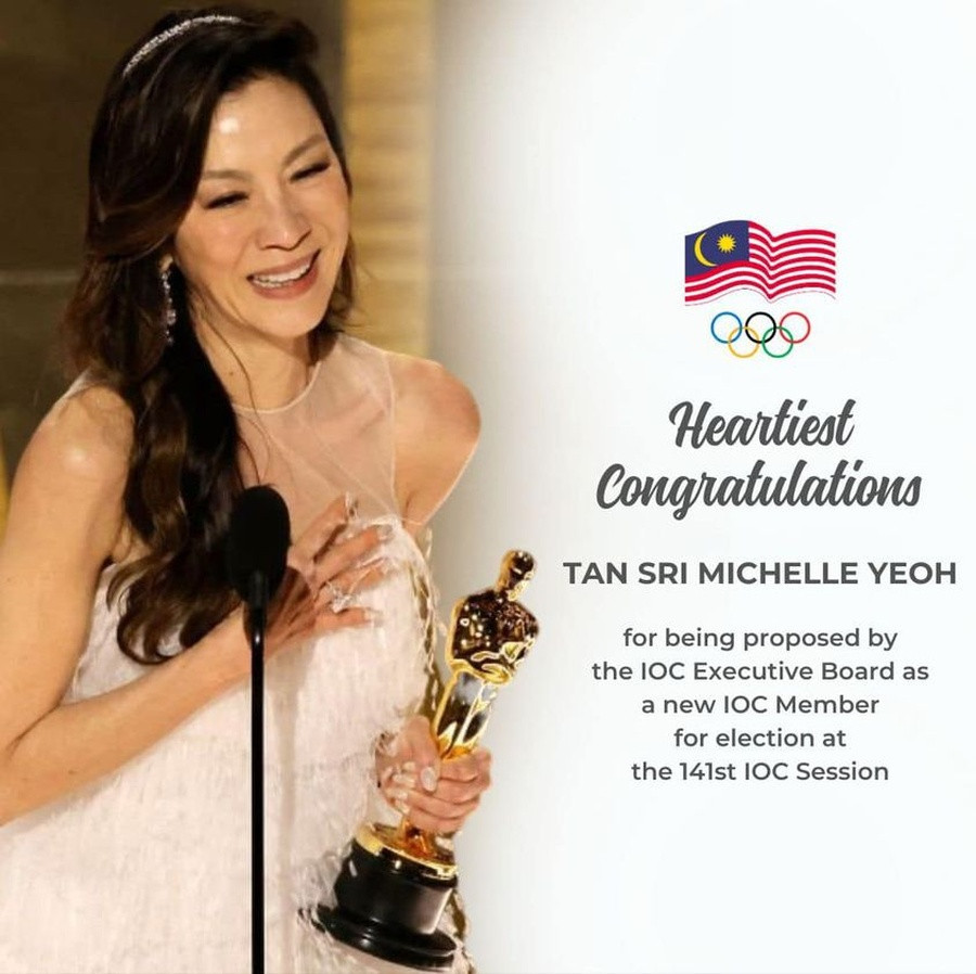 The Olympic Council of Malaysia has congratulated Oscar-winning actress Michelle Yeoh as an IOC member ©Getty Images