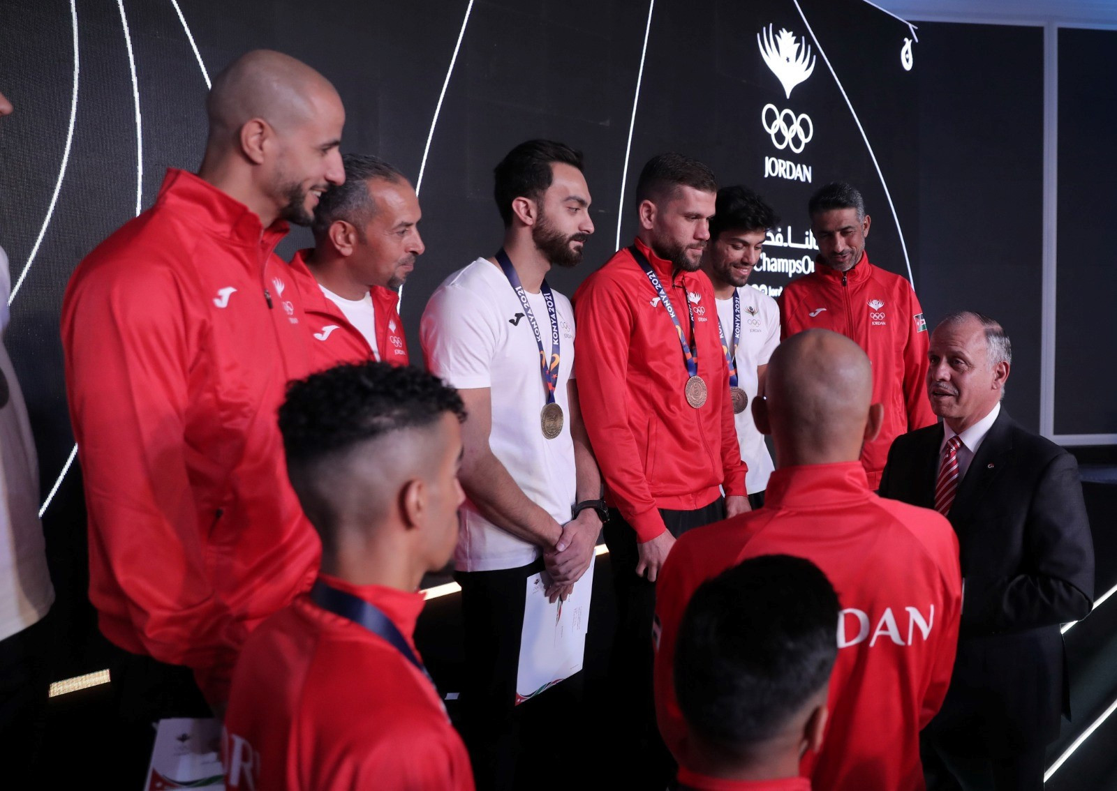 Prince Feisal, President of the Jordan Olympic Committee, honours Jordanian medalists at the 2021 Islamic Solidarity Games in Konya ©JOC