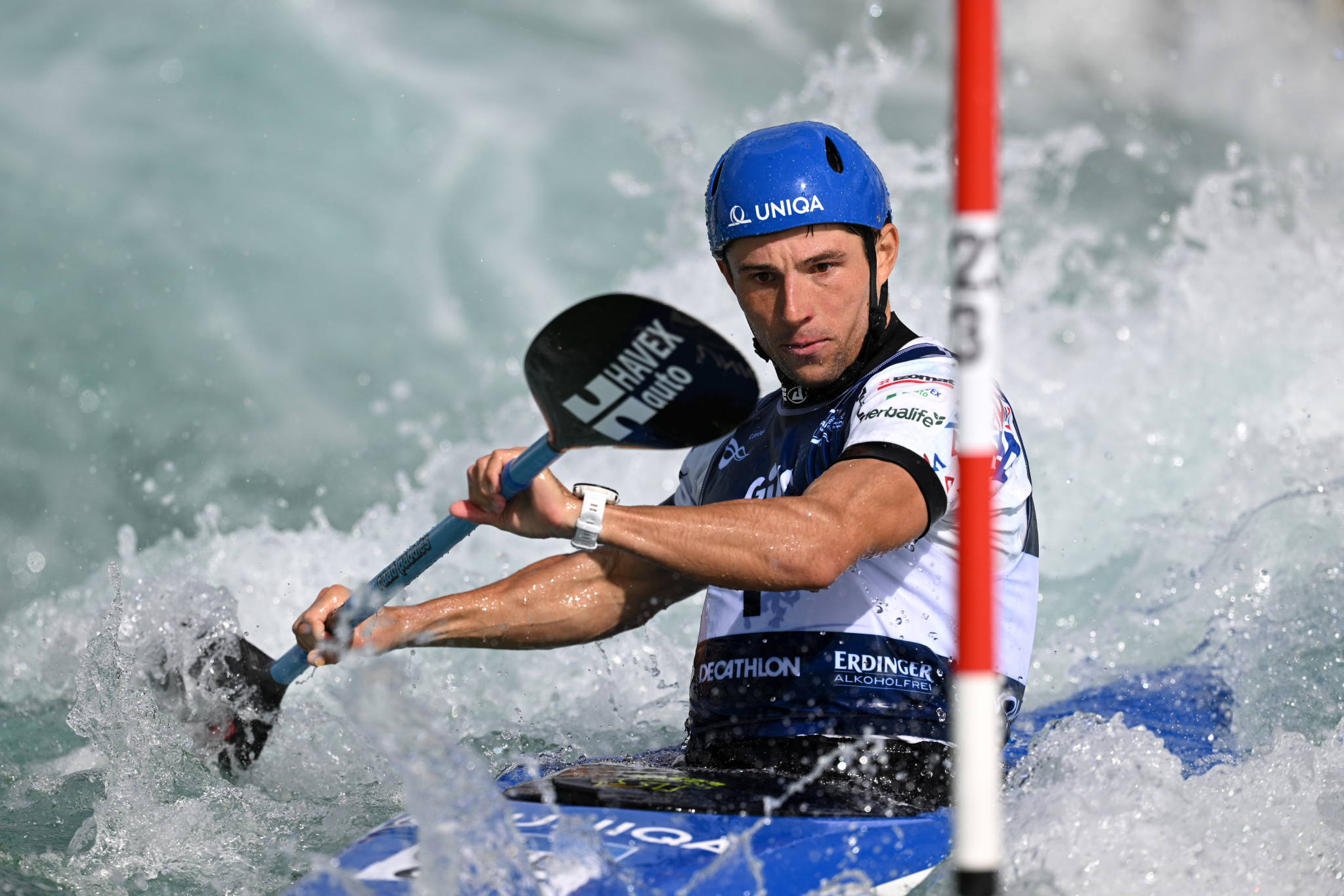 Olympic champion Jiří Prskavec of the Czech Republic comfortably progressed through the first run of the men's kayak heats at Lee Valley ©Getty Images