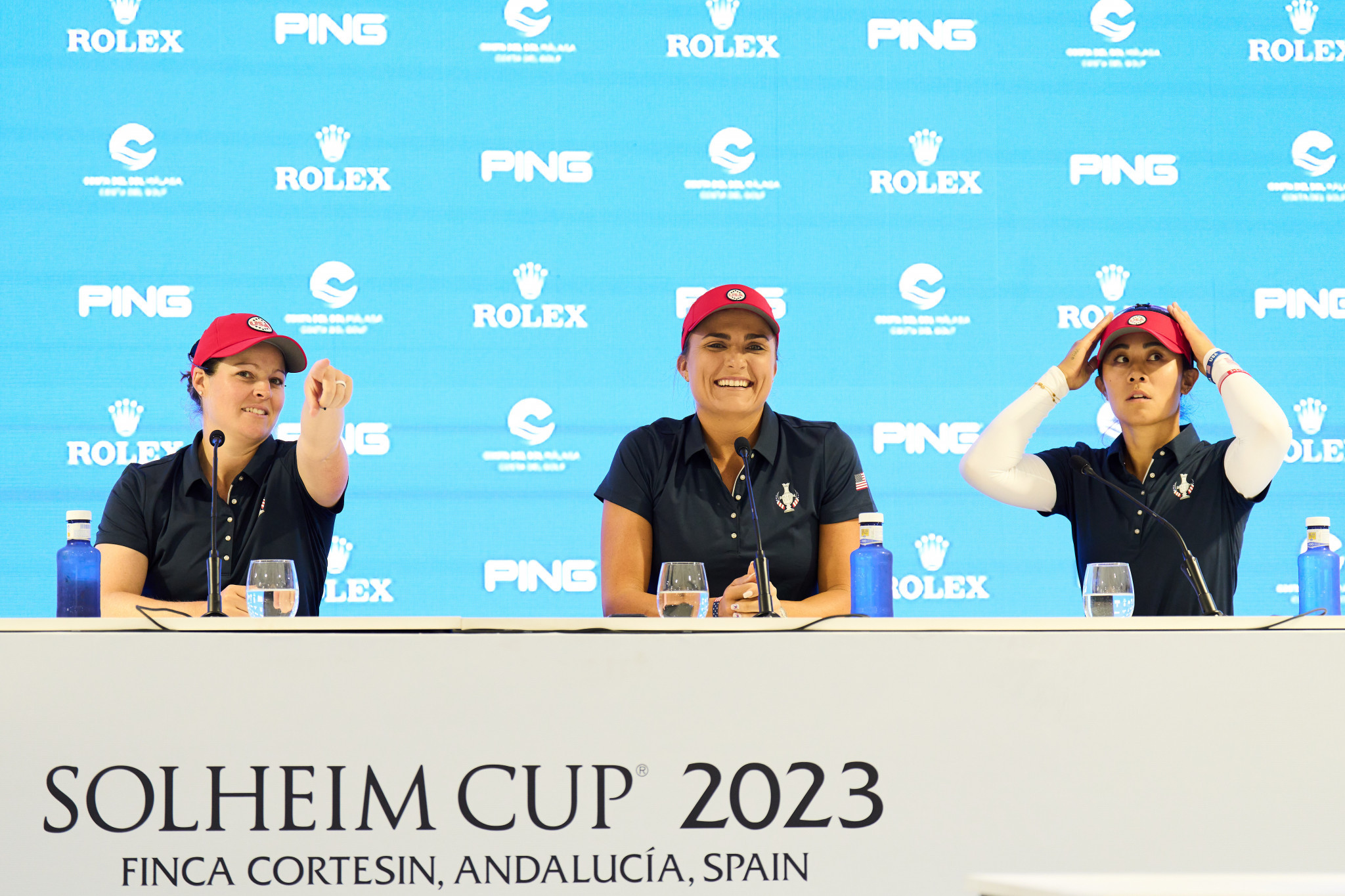 Lexi Thompson of the United States, centre, will hit the opening tee shot at the 2023 Solheim Cup ©Getty Images