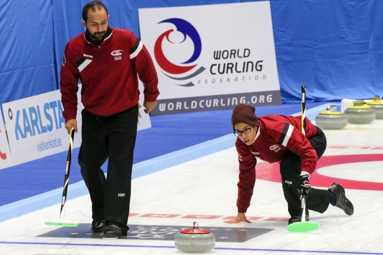 Qatar's Yazid Alyafei and Maryam Binali made curling history ©WCF/Richard Gray