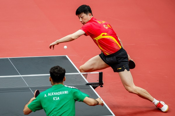 Tokyo 2020 gold medallist Ma Long marked his return to the Asian Games with a victory in China's triumph against Saudi Arabia ©Hangzhou 2022
