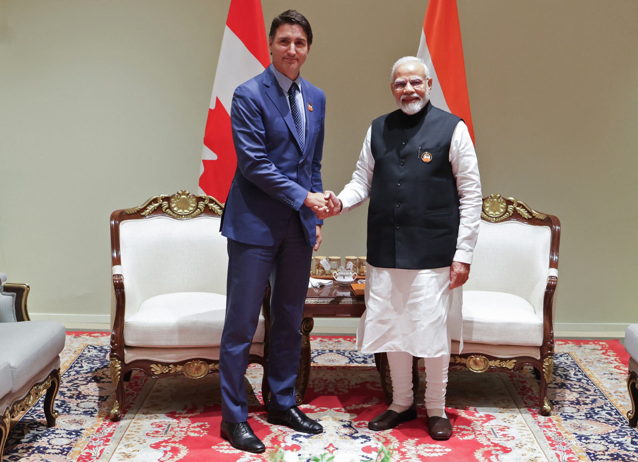 Canadian Prime Minister Justin Trudeau, left, said there is credible intelligence linking Indian agents to the murder ©Getty Images
