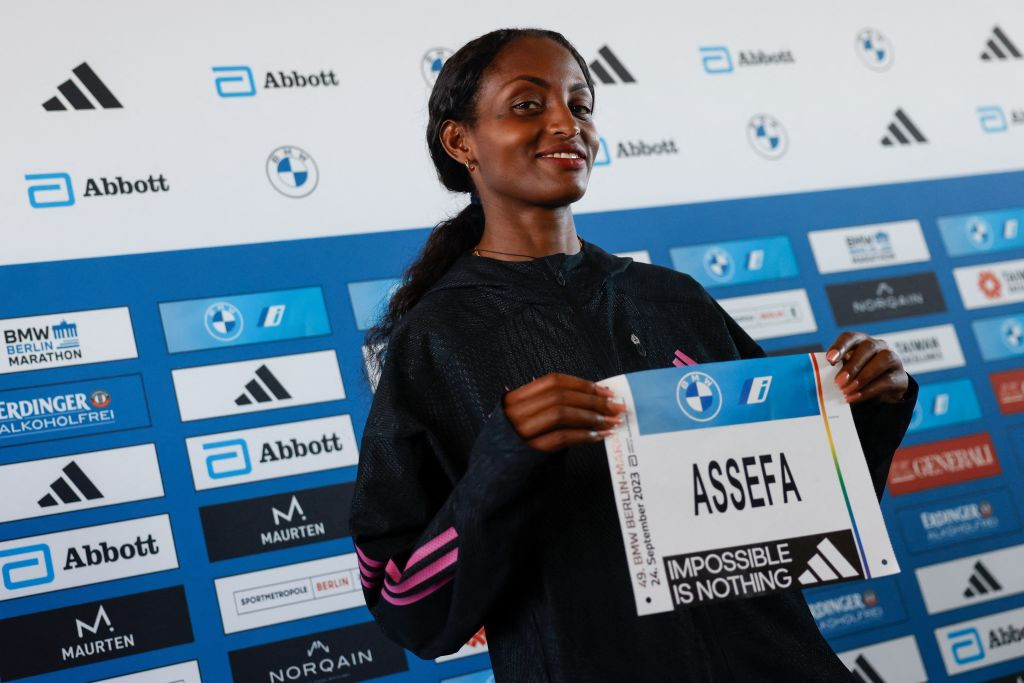 Ethiopia's Tigist Assefa, surprise winner of the women's race at last year's Berlin Marathon, will defend her title today ©Getty Images