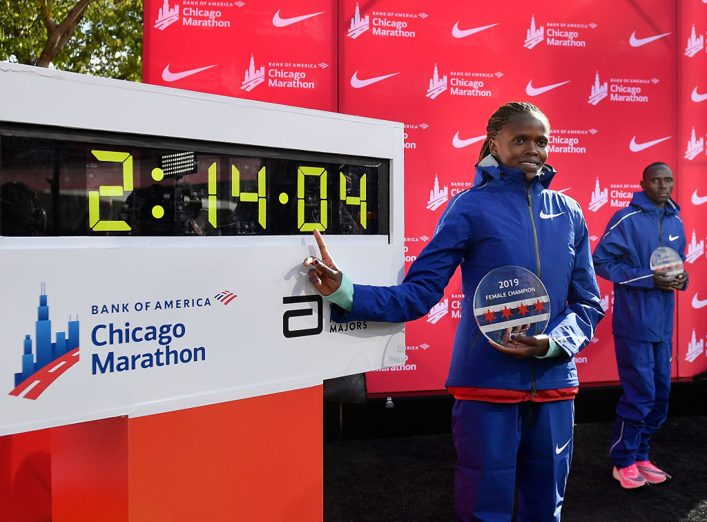 Tigist Assefa's winning time in yesterday's Berlin Marathon took 2min 11sec off the previous women's world record set at the 2019 Chicago Marathon by Kenya's Brigid Kosgei ©Getty Images