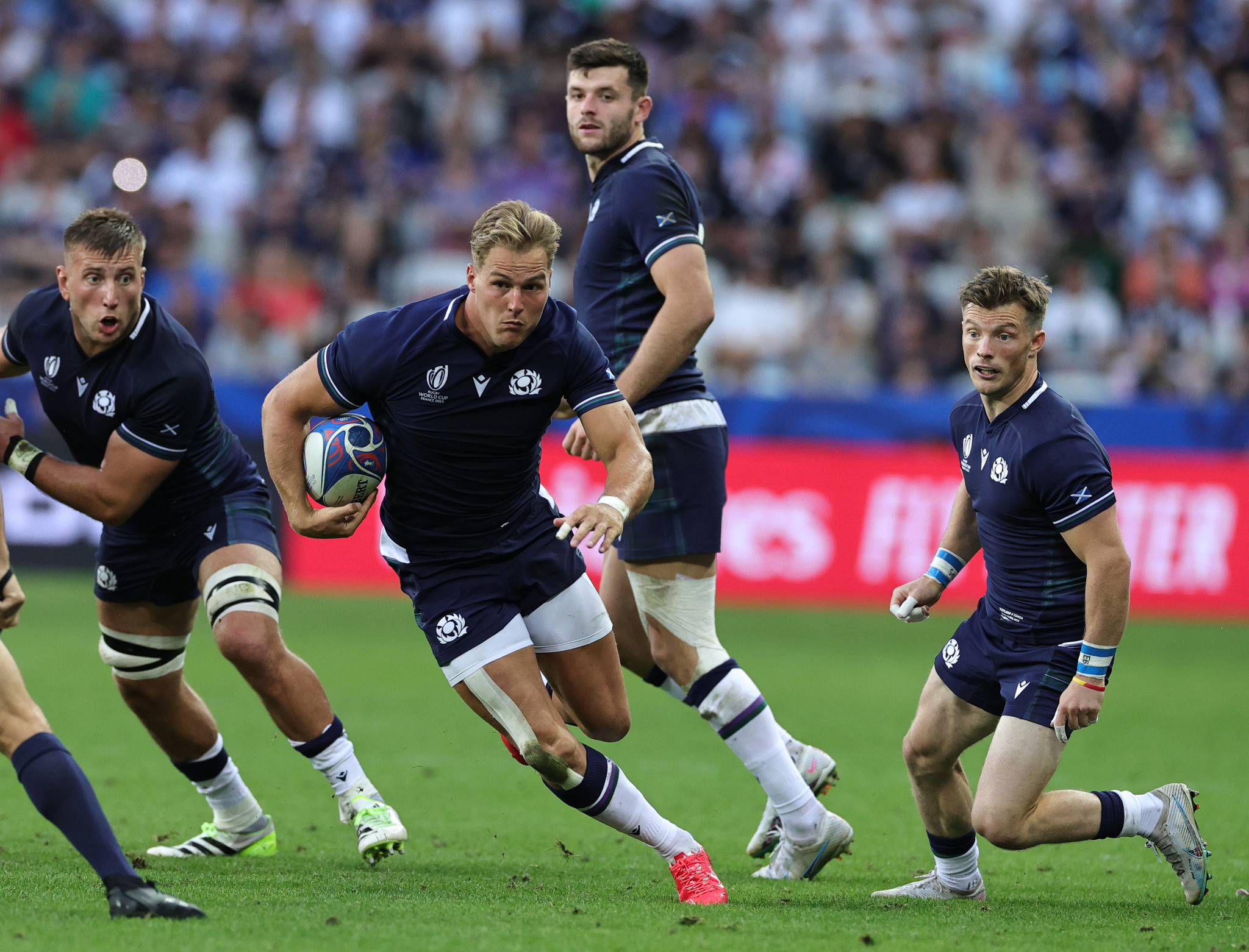 Duhan Van Der Merwe was one of seven different try scorers as Scotland were comfortable winners over Tonga ©Getty Images  